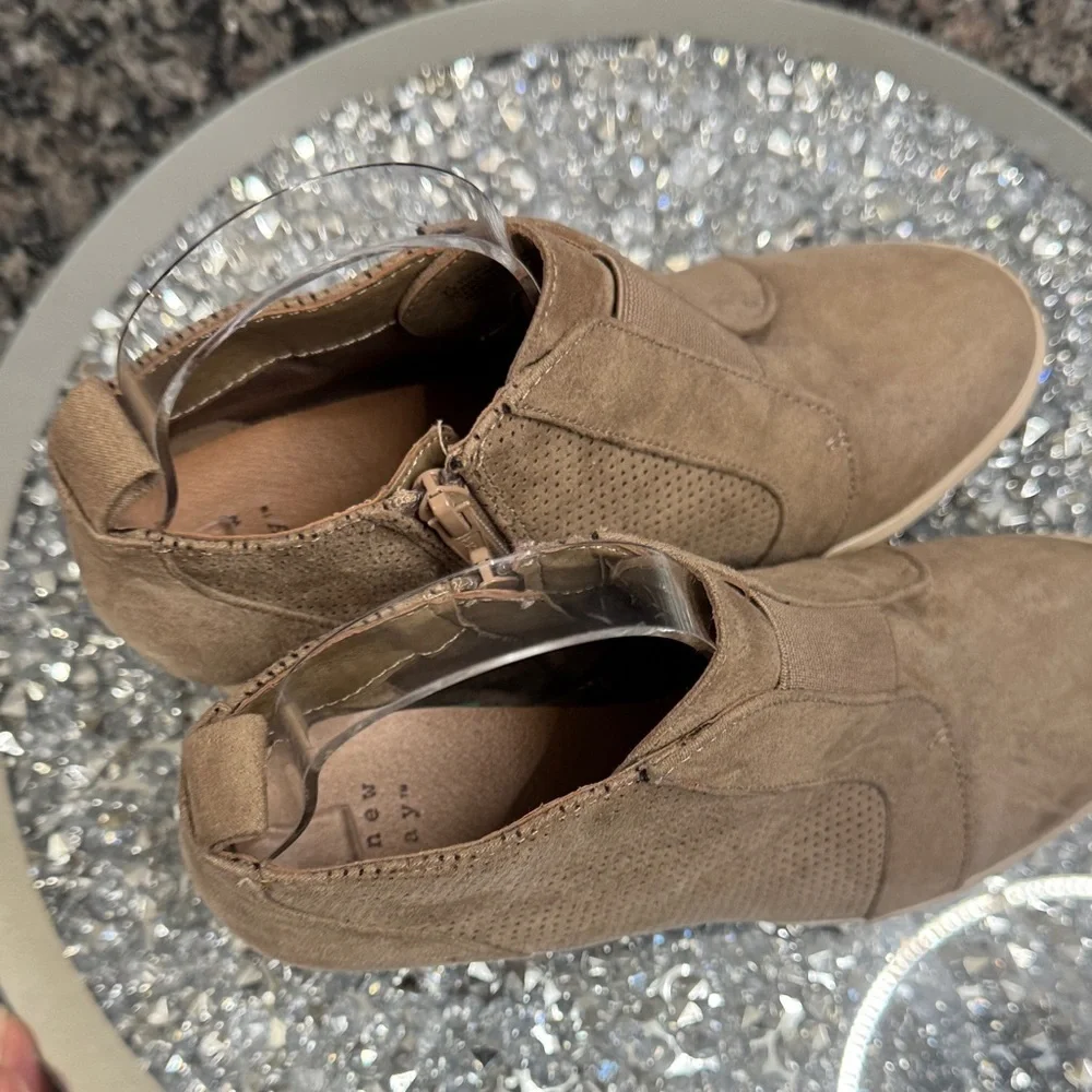 a new day Tan Wedge Ankle Boots 7.5